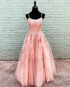 Elegant Prom Dresses Ball Gown Tulle Floor Length Lace Embroidery