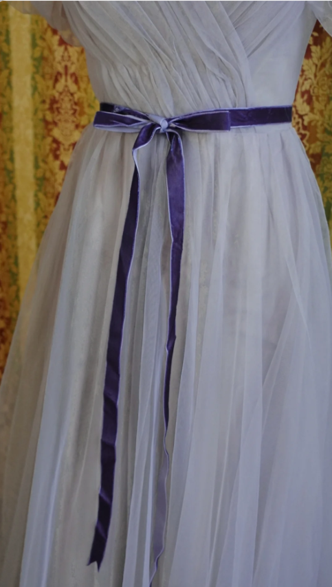 Elegant Purple A-Line Puff Sleeve Tulle Long Formal Prom Dress Bridesmaid Dress