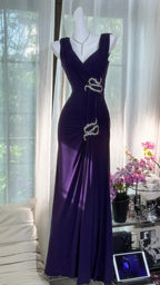 Elegant Purple Strapless Chiffon Long Formal Prom Dress