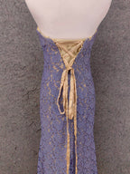 Elegant Purple Sweetheart Neck Split Lace Long Formal Prom Dress