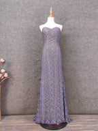 Elegant Purple Sweetheart Neck Split Lace Long Formal Prom Dress