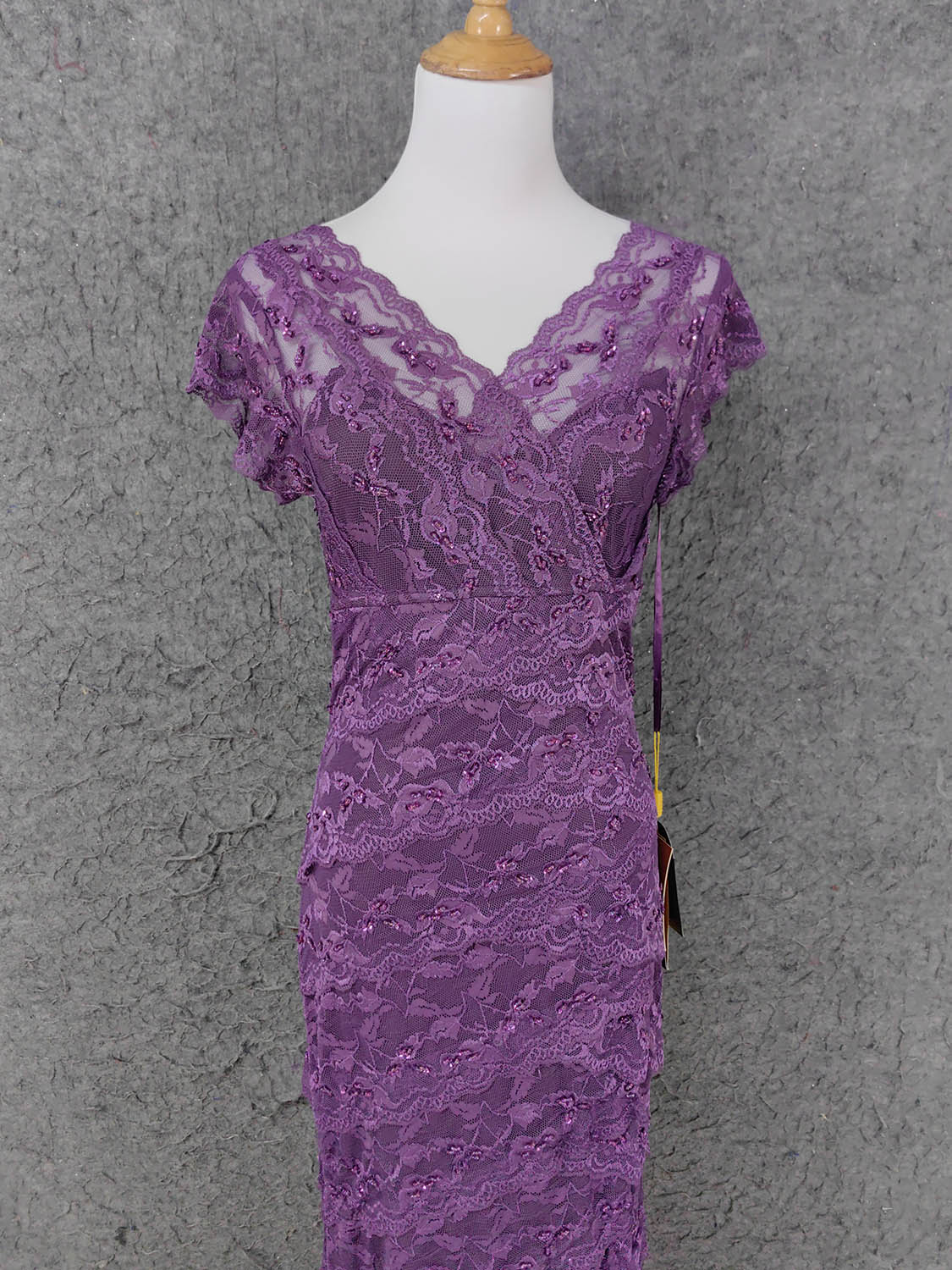 Elegant Purple V-Neck Lace Long Formal Prom Dress