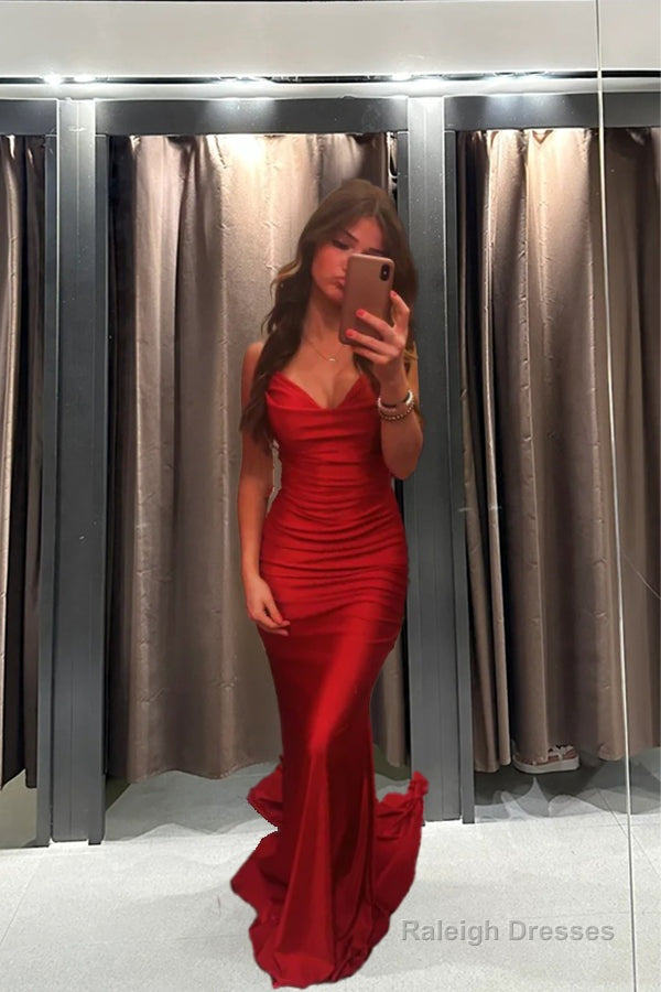 Elegant Red Mermaid Long Prom Dress,Red Formal Dress Main image