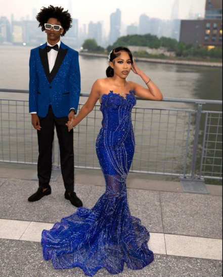 Elegant Royal Blue Sequin Beaded Appliques Mermaid Prom Dresses Prom Dresses