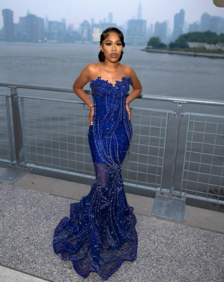 Elegant Royal Blue Sequin Beaded Appliques Mermaid Prom Dresses Prom Dresses