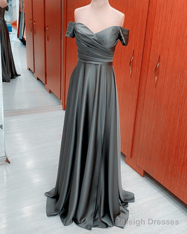 Elegant Ruched Satin Off The Shoulder Split Dresses