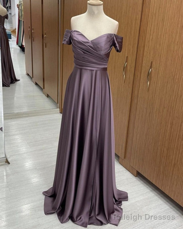 Elegant Ruched Satin Off The Shoulder Split Dresses Main image