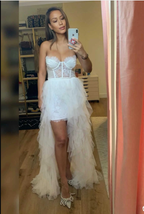 Elegant Rust Tiered Ruffles Tulle Prom Dresses