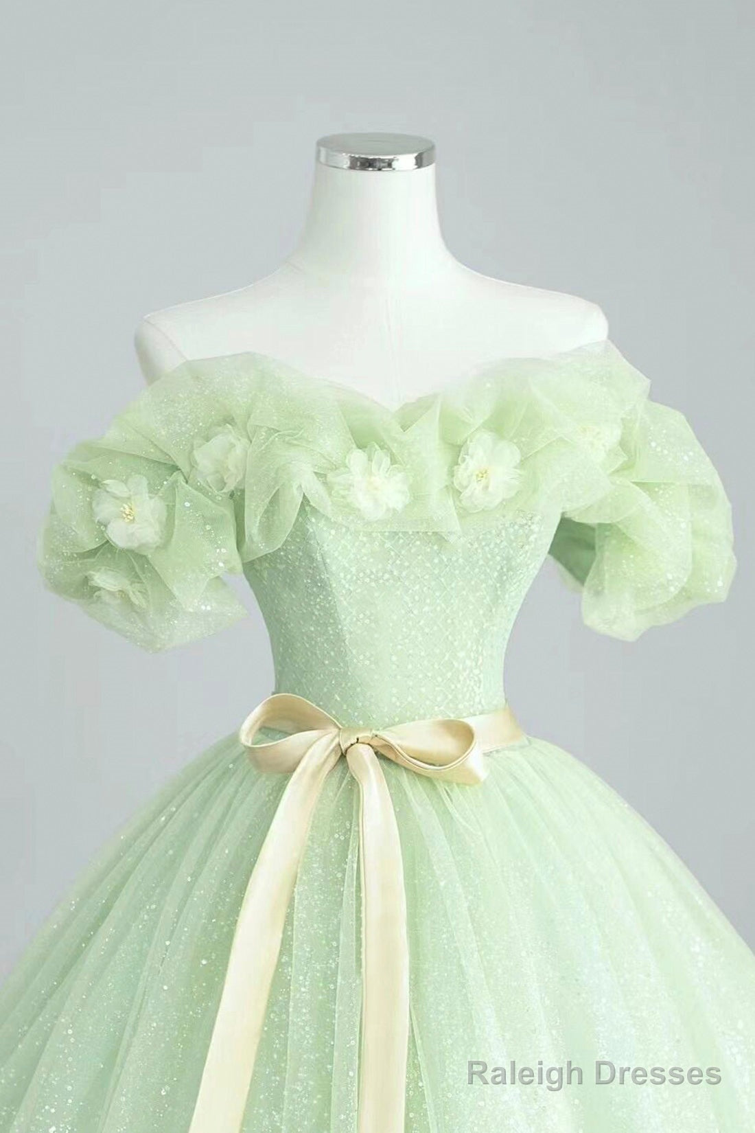 Elegant Sage Green Long Formal Dress, A-Line Off The Shoulder Evening Party Dress Secondary image