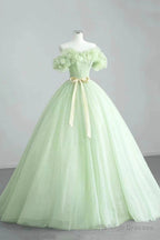 Elegant Sage Green Long Formal Dress, A-Line Off The Shoulder Evening Party Dress