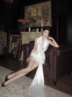 Elegant Satin Backless Halter Neck White Slim Fit Birthday Short Skirt Homecoming Dress