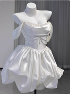 Elegant Satin One Shoulder Short Birthday Dresses Homecoming Dresses