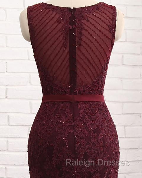 Elegant Scoop Sleeveless Tulle Mermaid Appliques Sequins Zipper Prom Dresses