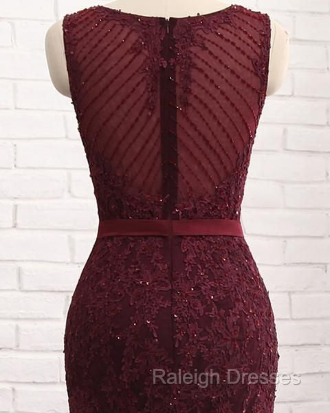 Elegant Scoop Sleeveless Tulle Mermaid Appliques Sequins Zipper Prom Dresses