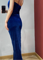 Elegant Sexy Royal Blue Sweetheart Neck Velvet Long Formal Prom Dress