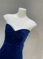 Elegant Sexy Royal Blue Sweetheart Neck Velvet Long Formal Prom Dress