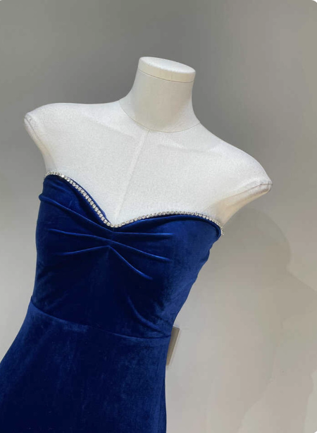 Elegant Sexy Royal Blue Sweetheart Neck Velvet Long Formal Prom Dress
