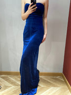 Elegant Sexy Royal Blue Sweetheart Neck Velvet Long Formal Prom Dress