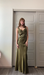 Elegant Sheath Olive Green Prom Dress Long Prom Dresses