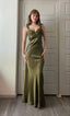 Elegant Sheath Olive Green Prom Dress Long Prom Dresses