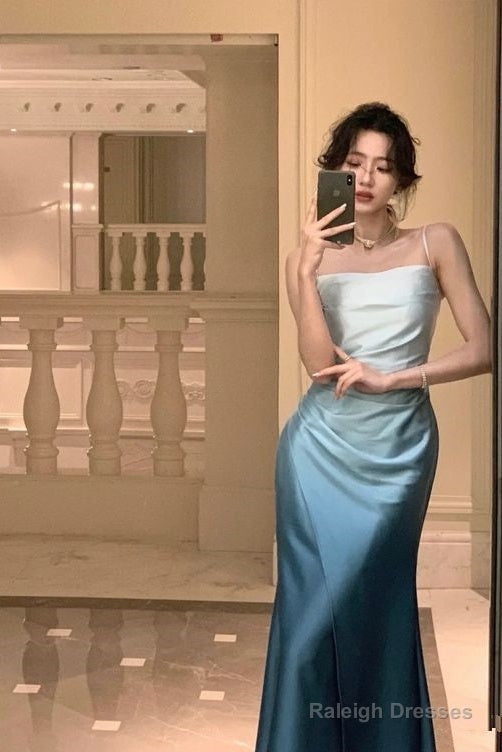 Elegant Sheath Straps Blue Prom Dresses Formal Dress Main image