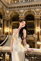 Elegant Sheath Straps Champagne Prom Dresses Long Formal Dress