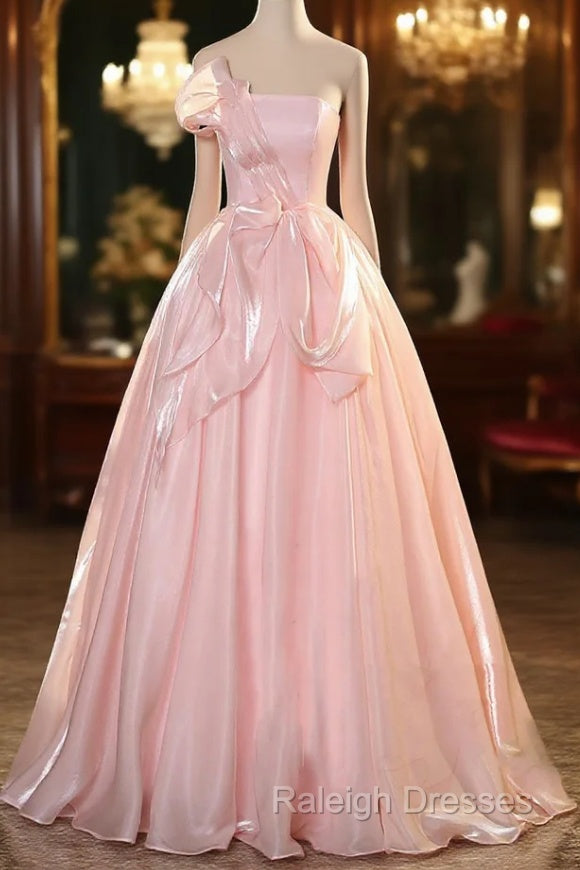 Elegant Shiny Pink Organza Ball Gown Quinceanera Dresses