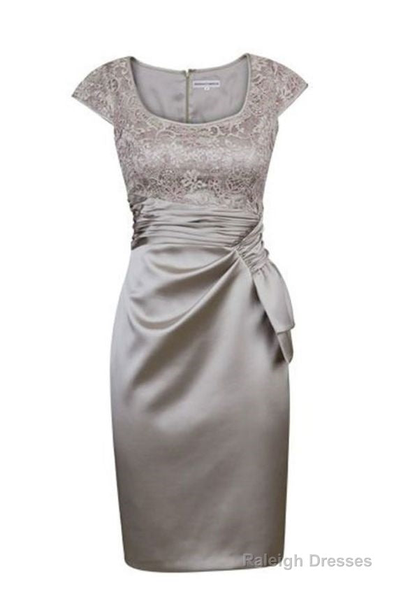 Elegant Short Silver Cap Sleeves Mother Of The Bride Dress Homecoming Dress Main image