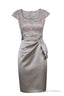 Elegant Short Silver Cap Sleeves Mother Of The Bride Dress Homecoming Dress