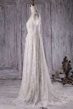 Elegant Short Sleeve A Line Lace Wedding Dresses