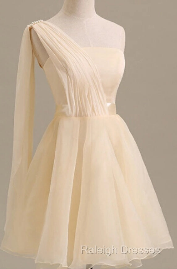 Elegant Short Tulle A Line Dresses One Shoulder Homecoming Dresses Secondary image