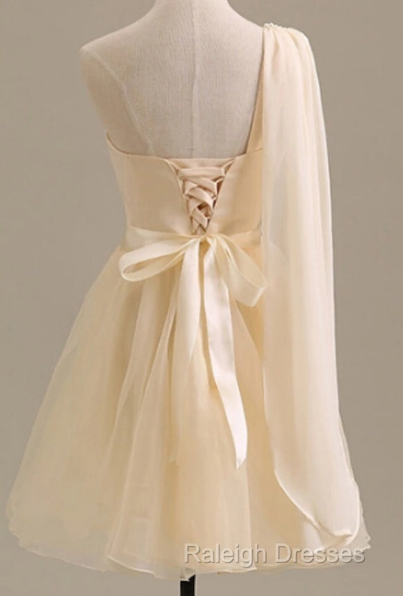 Elegant Short Tulle A Line Dresses One Shoulder Homecoming Dresses
