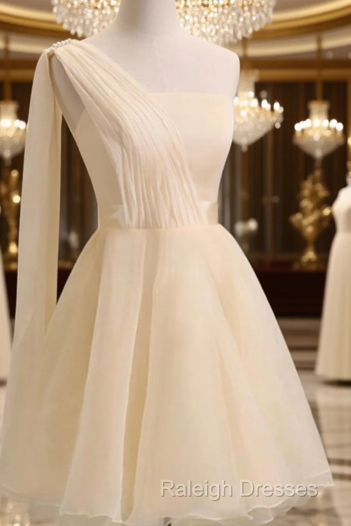 Elegant Short Tulle A-Line Dress,One Shoulder Homecoming Dress Main image