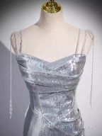 Elegant Silver Sequin Mermiad Prom Dress Long Evening Dress