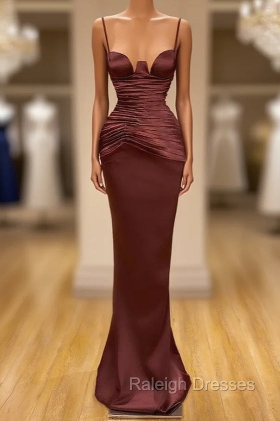 Elegant Spaghetti-Straps Mermaid Evening Party Gowns Long Prom Dresses