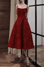 Elegant Spaghetti Straps Vintage Lace Red Dress Women Birthday Outfits