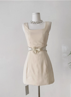 Elegant Square Neck Sleeveless Hollow Diamond Birthday Short Skirt Homecoming Dress