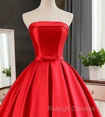 Elegant Strapless Ball Gown Red Prom Dress With Bow Secondary image