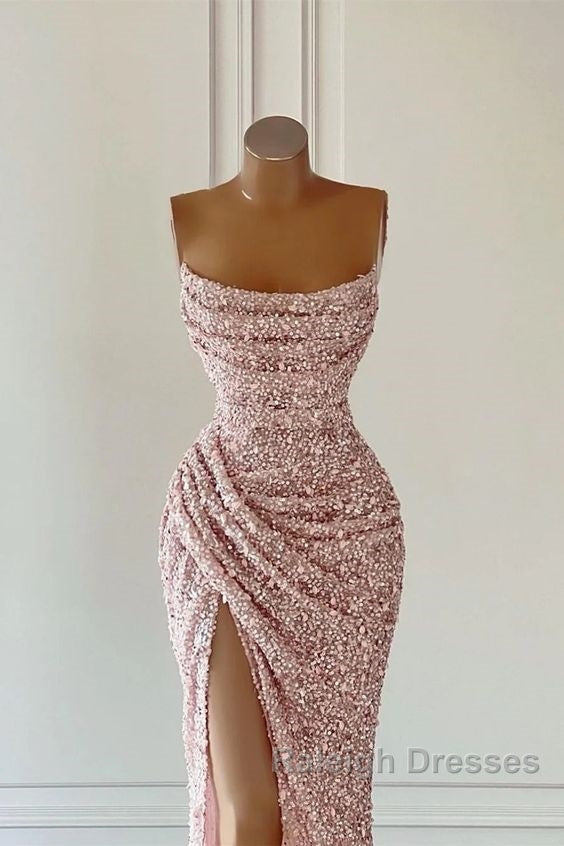 Elegant Strapless Mermaid Sequins Prom Dress Birthday Outfits