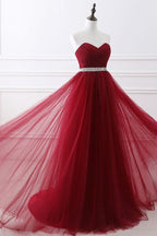 Elegant Strapless Sweetheart Tulle Ball Gown Formal Prom Dress Long