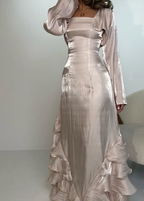 Elegant Straps Pleated Ruffles Prom Dresses Long Prom Gowns