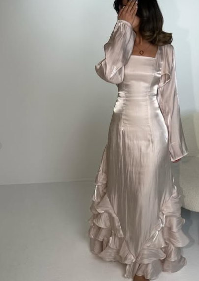 Elegant Straps Pleated Ruffles Prom Dresses Long Prom Gowns