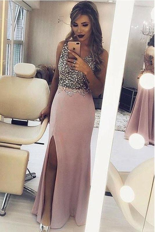 Sparkly Beaded Split Side Mermaid Prom Dress Prom Dress Main image