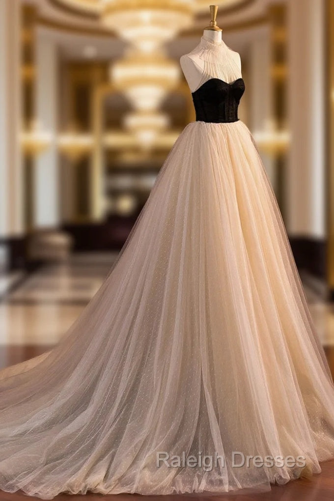 Elegant Tulle Long A-Line Prom Dress, Evening Party Dress