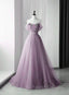 Elegant Tulle Long Prom Dresses with Flowers A Line Tulle Prom Dresseses