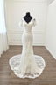 Elegant V Neck 1/4 Sleeves Sheath/Column Bridal Wedding Dresses With Lace