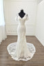 Elegant V Neck 1/4 Sleeves Sheath/Column Bridal Wedding Dress With Lace