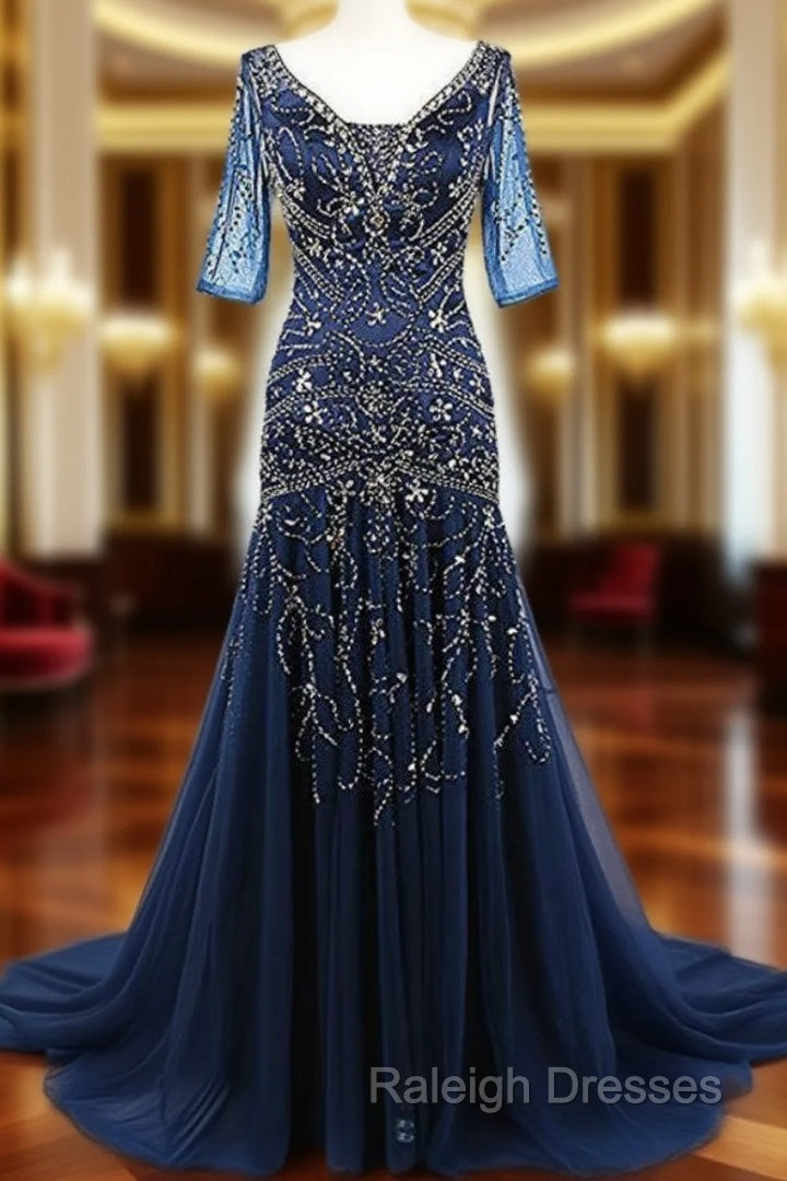 Elegant V-neck Beadings 1/2 Sleeves Mother Of The Bride Dresses Main image