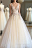 Elegant V Neck Ivory Long Prom Dress with Floral Embroidery