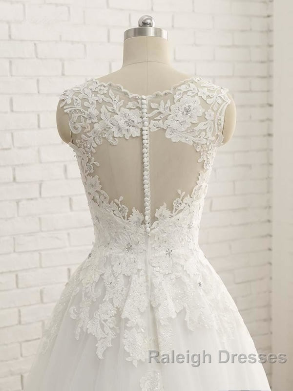 Elegant V Neck Lace Ball Gown Wedding Dress